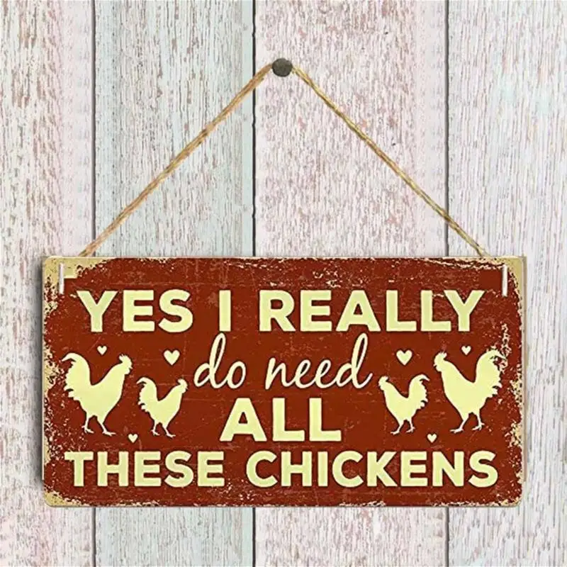 New Creative Chicken Sign Hanging Decors Funny Wooden Chicken Sign Hanging Board for Indoor or Outdoor Wall Decoration