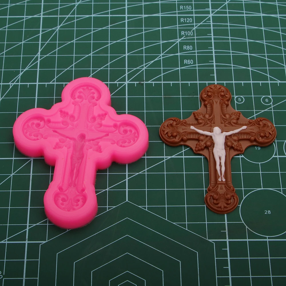 Angel Wings Food grade fondant cake silicone mold Jesus cross for Reverse forming polymer clay chocolate decoration tools F1042