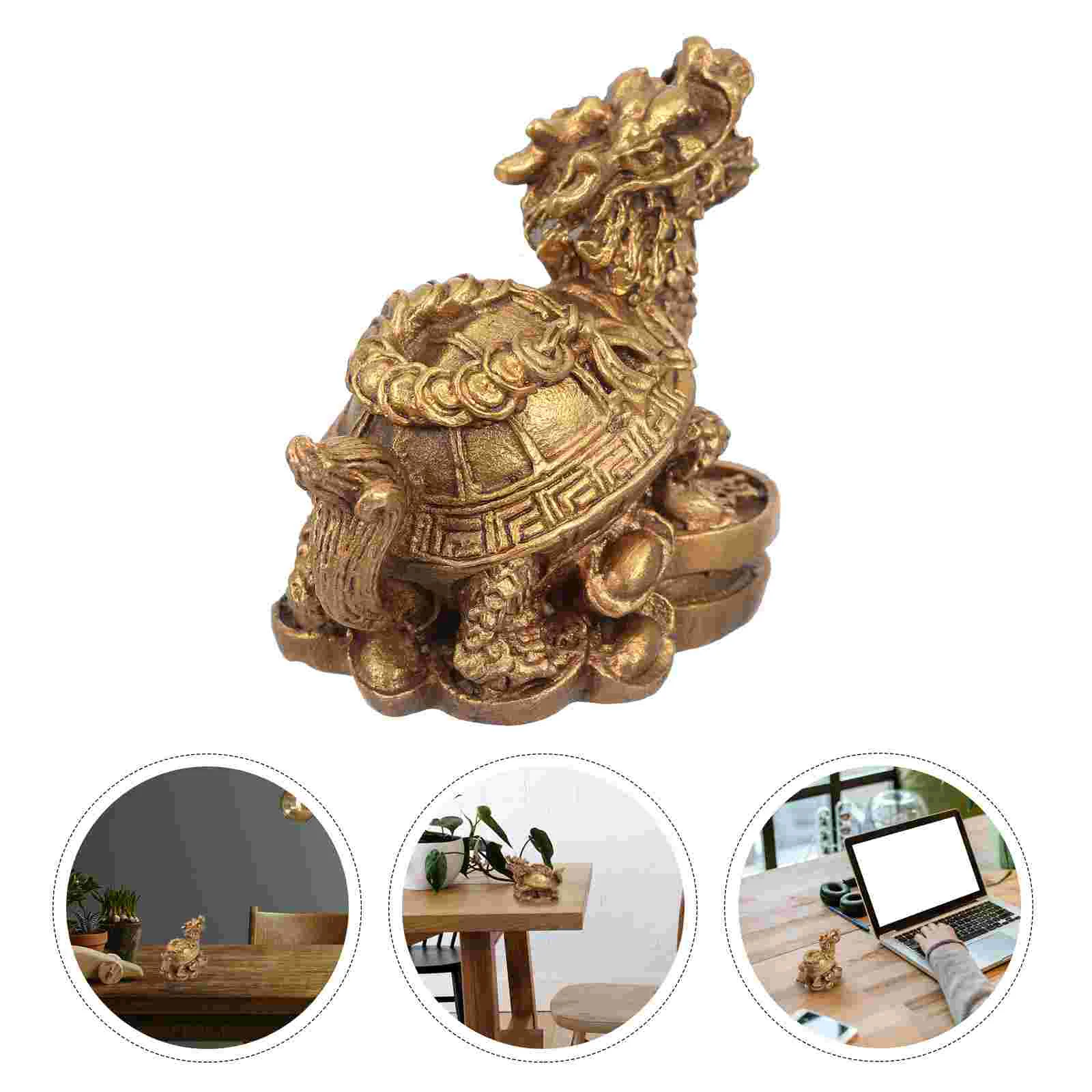 

Money Dragon Turtle Book Shelves for Office Adornment Resin Ornament Brass Copper Statue Figurine Feng Shui