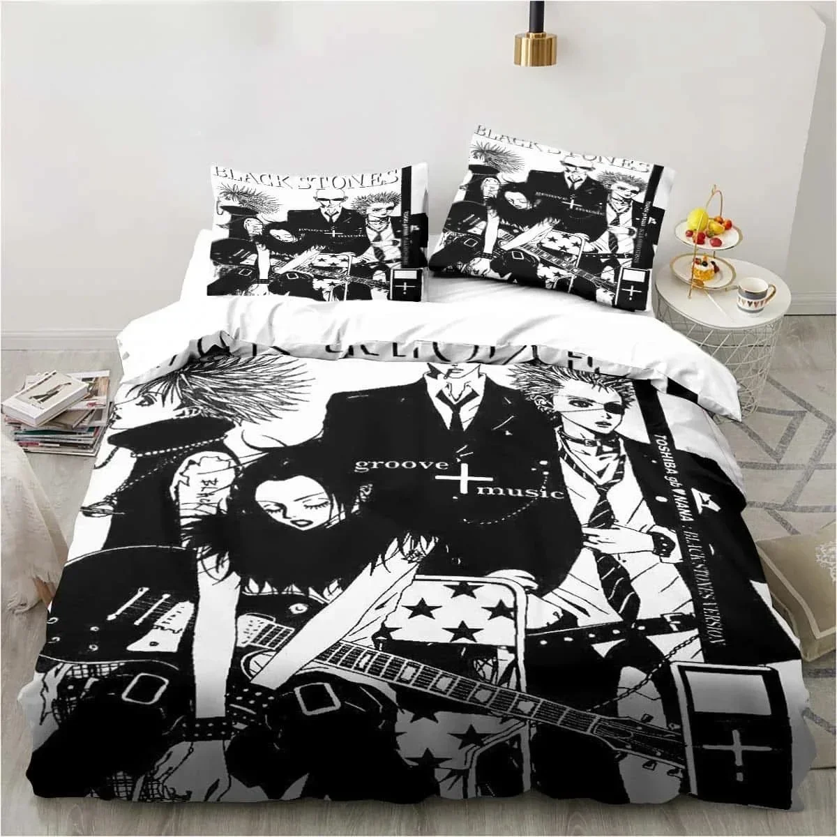 N-NANA M-Manga Anime 3D Printed Bedding Set with Pillowcases Duvet Cover for Single Twin Double Bed Girls Manga Bedroom Decor