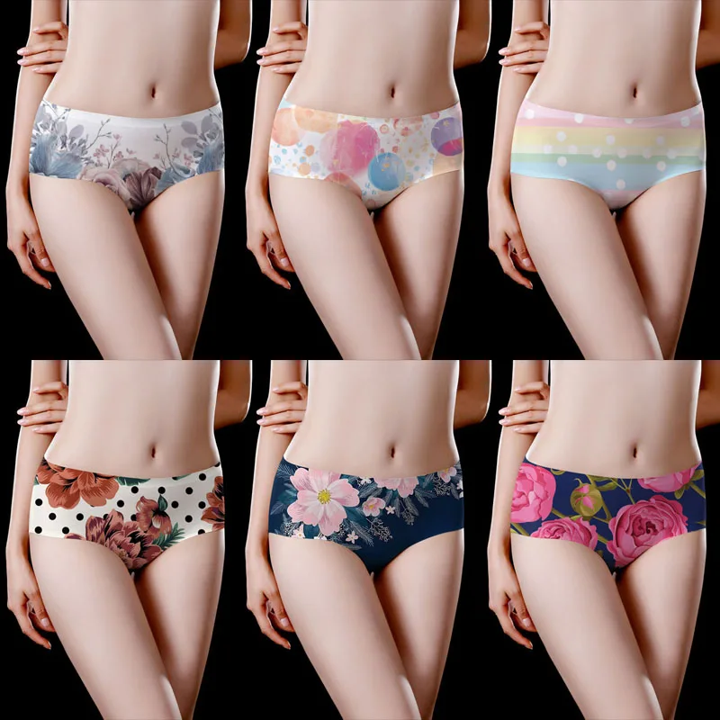 

2022 NEW Sexy Women's panties seamless briefs flower pattern pattern comfortable Breathable Ice silk Underpants female lingerie