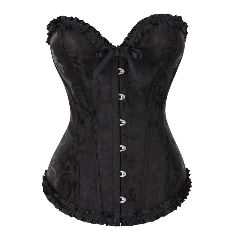 Elegant Floral Lace Overbust Corset - Vintage Gothic Satin Shapewear
