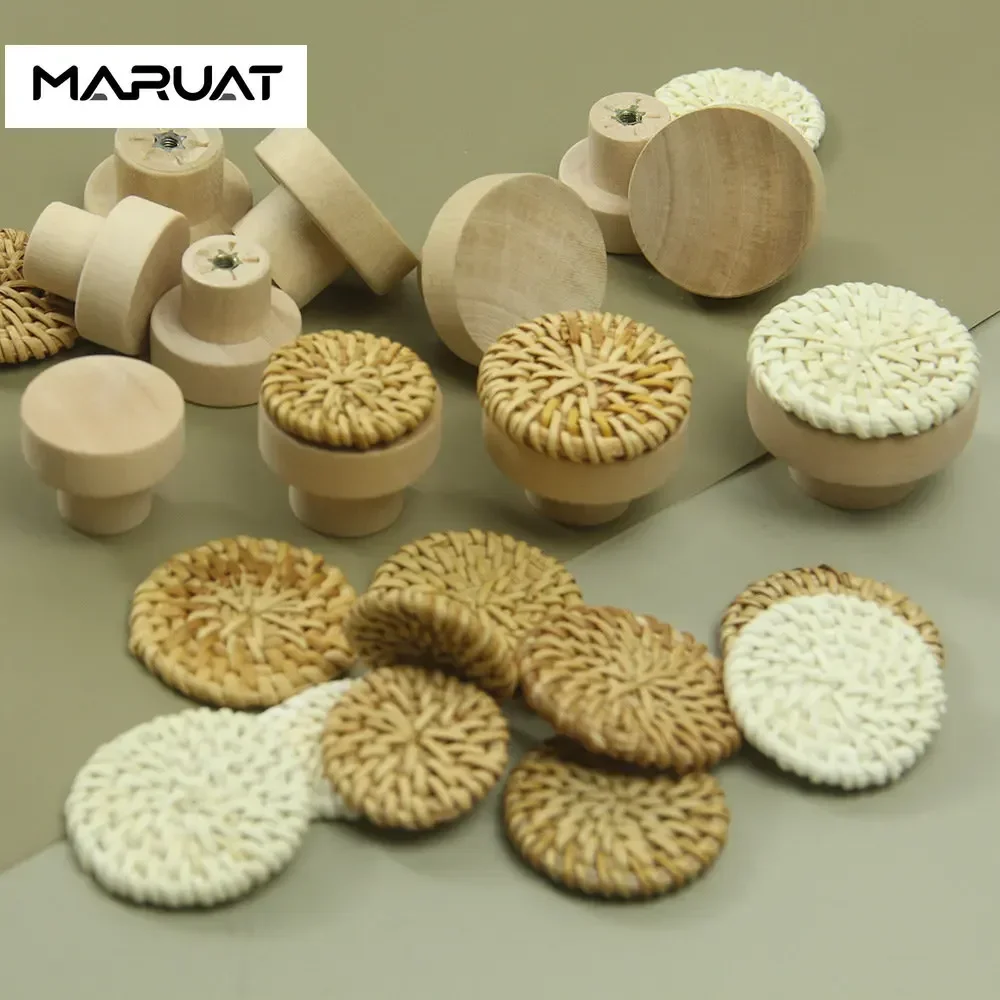 Wooden Handles Beech Rattan Drawer Knobs Wardrobe Furniture Handle Kitchen Cupboard Door Handle Dresser Pulls Furniture Hardware furniture handles,kitchen door handles