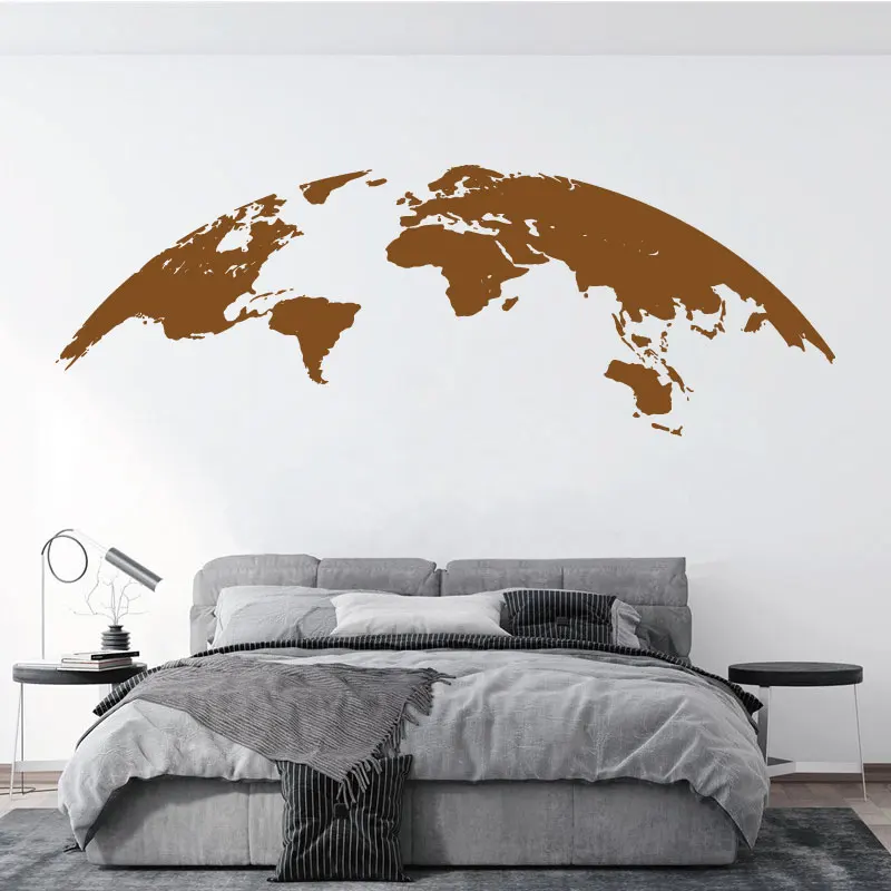 

Curved World Map Wall Sticker School Classroom Office Travel Agency Holiday House Home Bedroom Decor Creative Vinyl Decal Gift 1