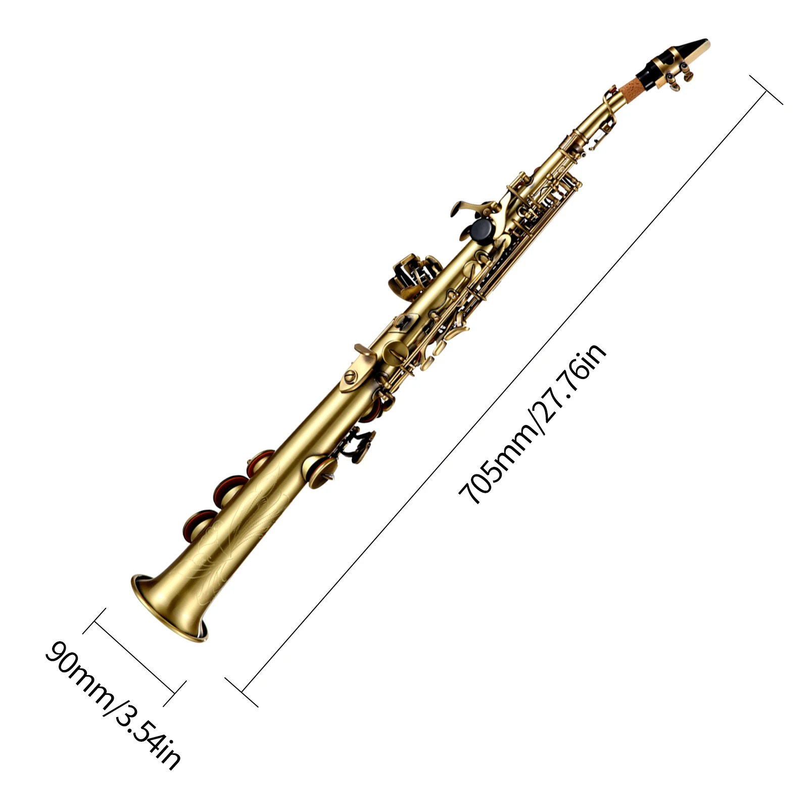 Professional Brass Straight Bb Soprano Saxophone Nickel Plated Sax Woodwind Instrument Carve Pattern Cleaning Kit Gloves Straps