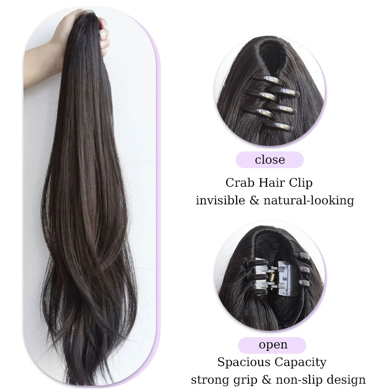 Synthetic Hair Ponytail Extensions Wig Natural Wave Claw Clip Ponytail Hairpiece High Layered Ponytail for Women Daily Party Use