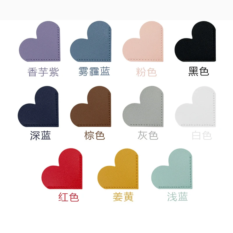 Pu Leather Heart Bookmark Attached Love Bookmark