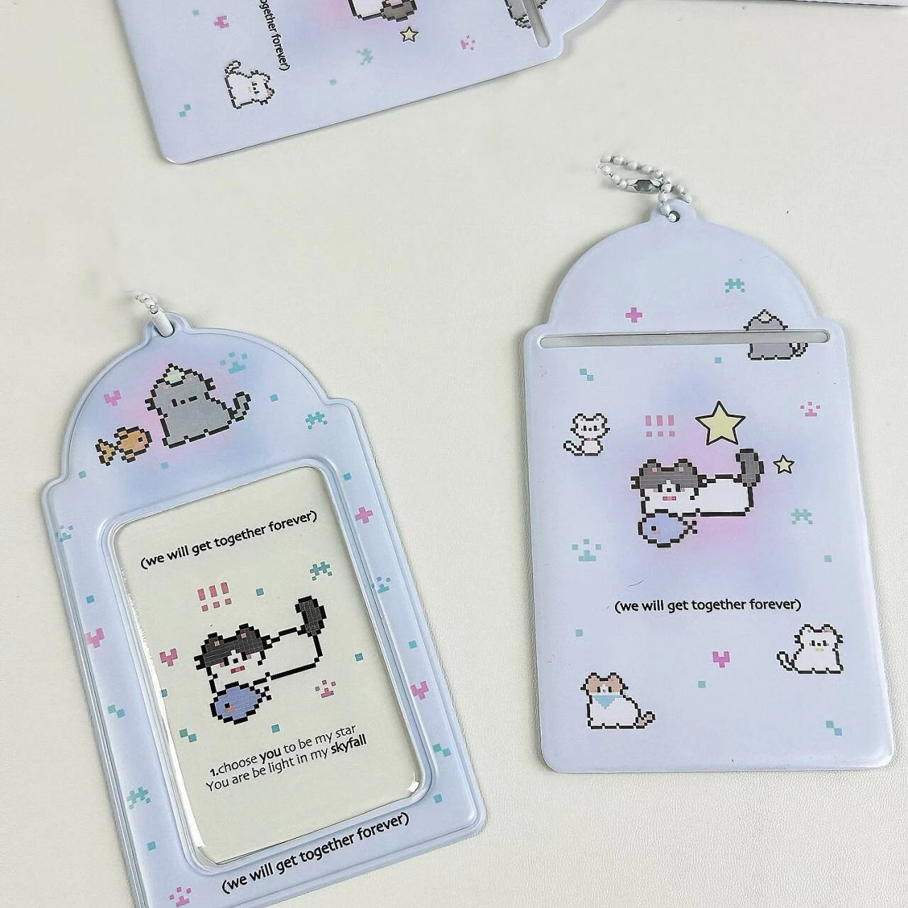 1pcs Keychain Stationery ID Card Cover Bag Pendant Card Holder Cartoon Card Protective Sleeve 5