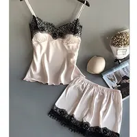 Women Pajama Suit Fashion V-Neck Lace Sexy Lingerie Pyjamas Sleep Shorts Set Sleepwear New - Image 4