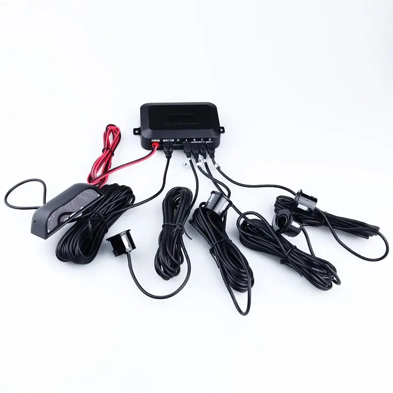 LED Wire Parking Sensor Kit 4 Sensors Auto Car Reverse Assistance Backup Radar Monitor System