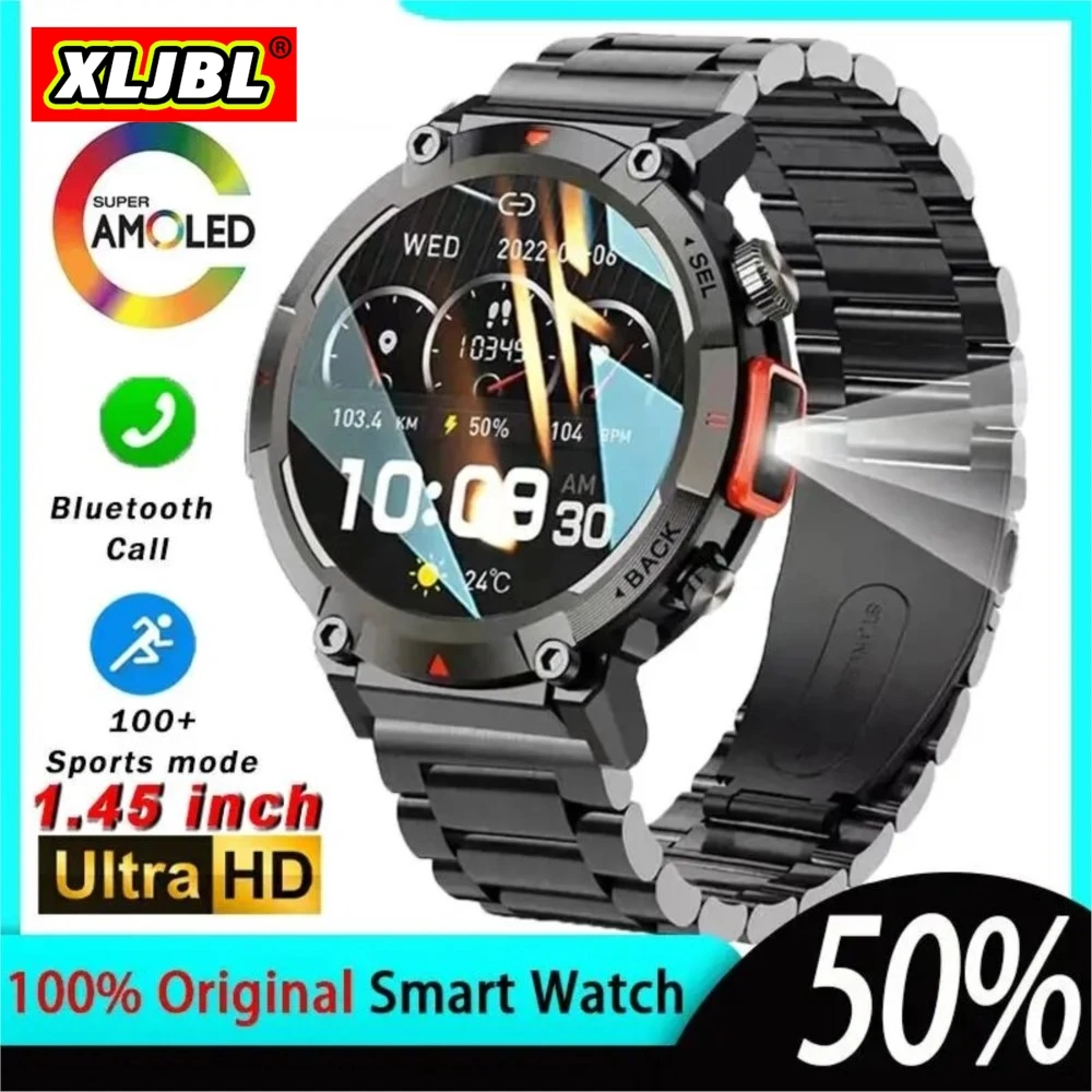 

XLJBL Men Smartwatch Outdoor Sport Bluetooth Call Smart Watch With Flashlight Heart Rate IPX7Waterproof Watches For Android IOS