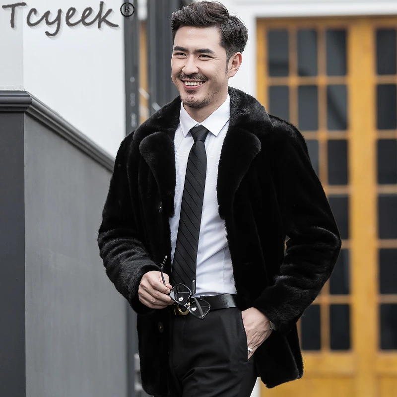 

Tcyeek Winter Warm Natural Mink Fur Coats Mid-length Real Fur Jacket Men Clothes Fashion Casual Whole Mink Fur Man Coat Chaqueta