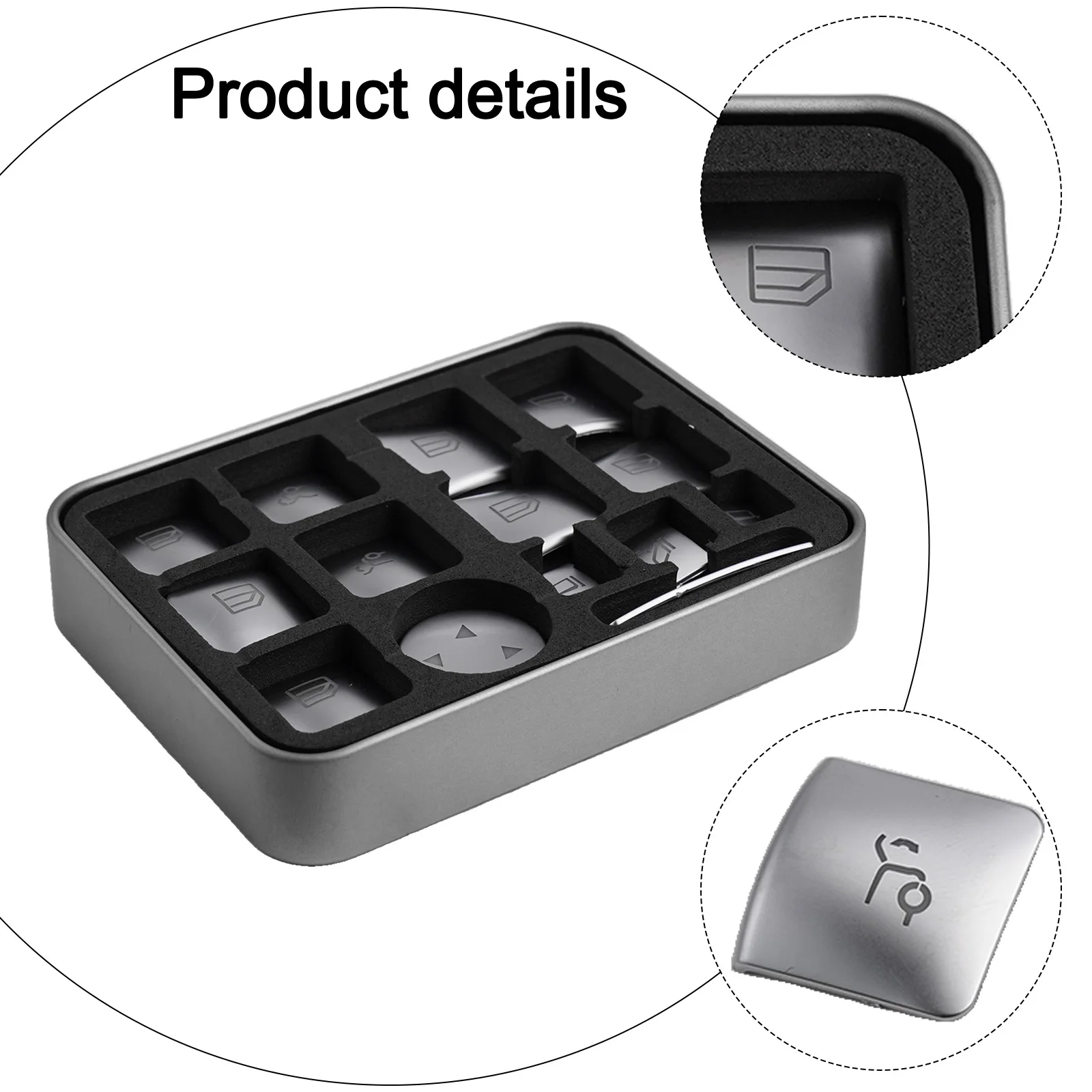 14 Boutons Chromés Pour Interrupteurs Fenêtre Mercedes – Compatible W212, W204, W176, W246, C117 (finition Argentée)