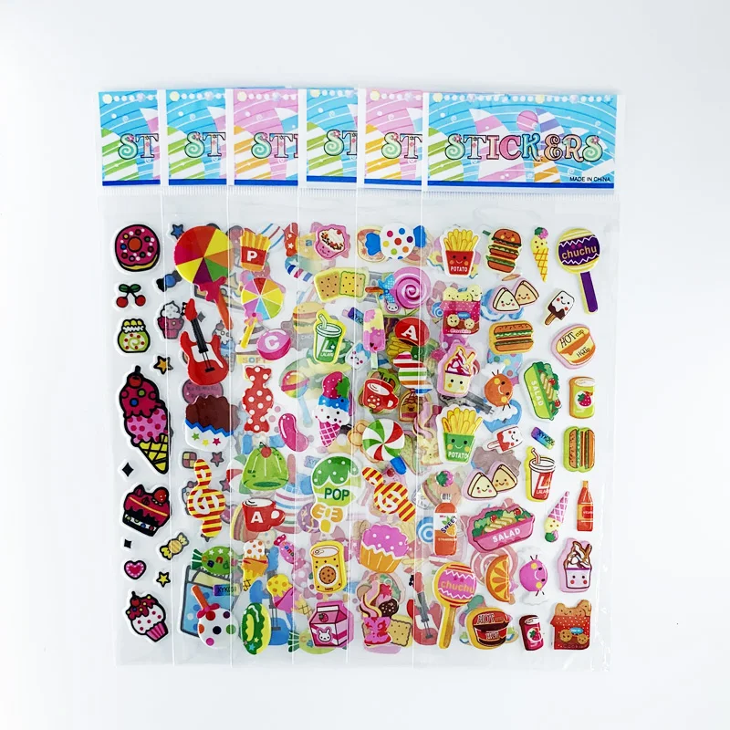 12 Sheets/Pack Cake Ice Cream Candy Food Pattern Sticker For Kids Toy Cartoon 3D Stickers Children Scrapbooking DIY Toys