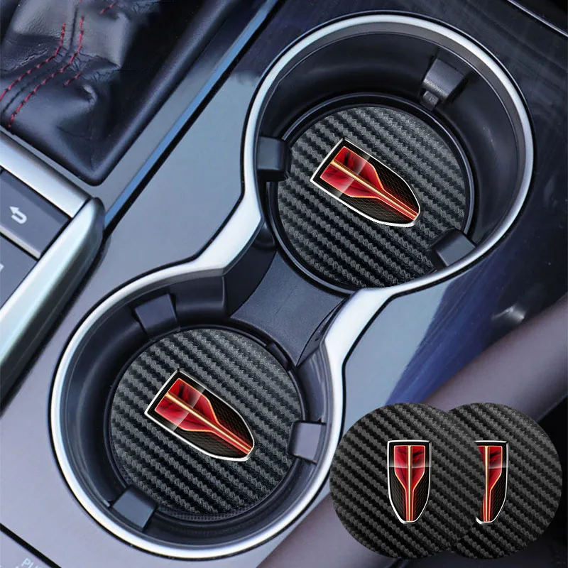 

1/2PC Car Water Cup Mat Carbon Fiber Pattern Cup Mat For Hong Qi HS5 HS3 H5 H7 HS7 H9 S9 SUV HQ9 EHS9 Car Interior Accessories