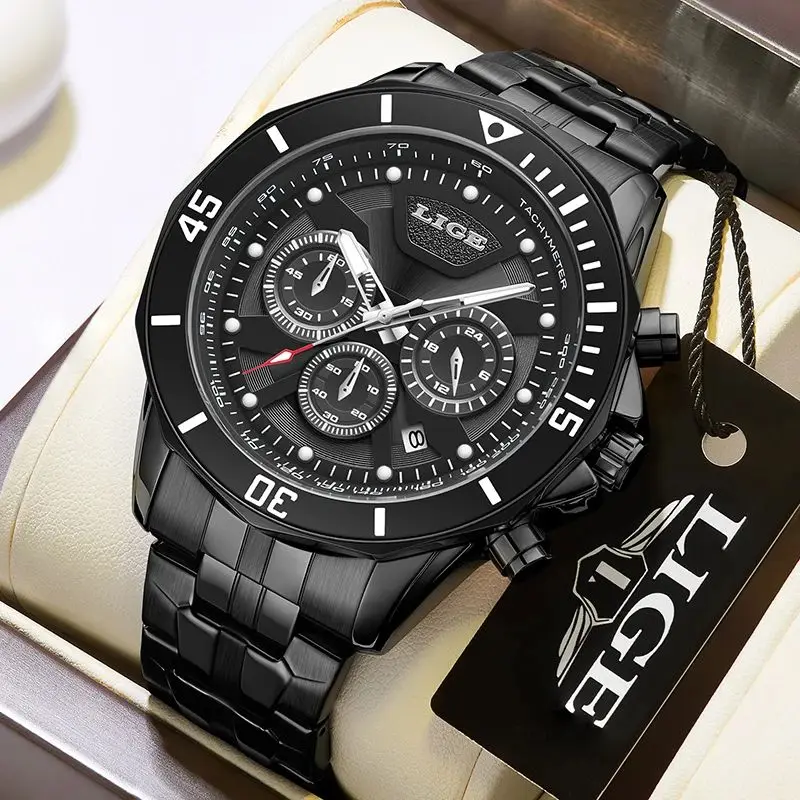 LIGE Casual Men Watch Luxury Waterproof Luminous Chronograph Date Man Wristwatch Military Quartz Men's Watches High Quality