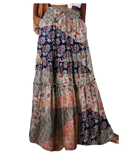 Timuspo Lange damesrok met zakken, maxi-rok, hoge elastische taille, zomer, A-lijn, effen, flowy zomerrok, casual, elegant, bloemen, plisseerrok, strandrok, plooirok, zwart, S