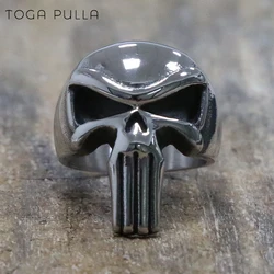 Polished Stainless Steel Punisher Skull Men's Ring - Punk Biker Style Jewelry Gift - 13