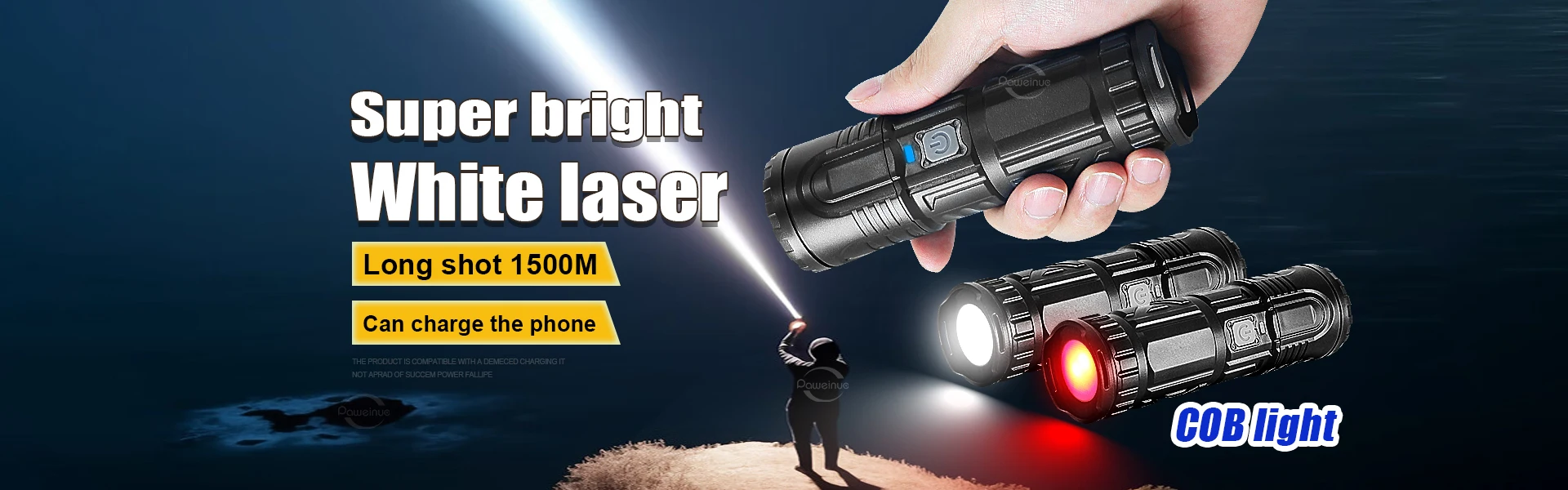 Description Picture 2 of itemPortable LED Flashlight 90000LM Rechargeable Lighting Super Bright Torch Zoom Shot Long Built-in Battery Flashlight For Camping
