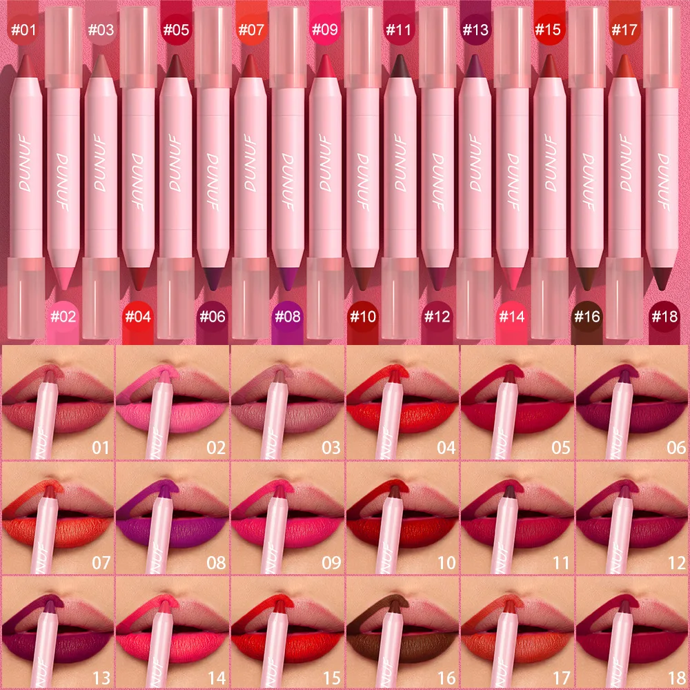 Matte Brown Lip Liner Pencil 18 Colors Red Contour Lip Tint Makeup Waterproof Nude Lipstick Crayon Pen Lip Contouring Cosmetics 2