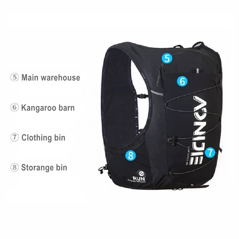 AONIJIE C9116 10L Trail Running Backpack Lightweight Hydration Pack Outdoor Sports Rucksack for Ultra Trail Run Cycling Hiking