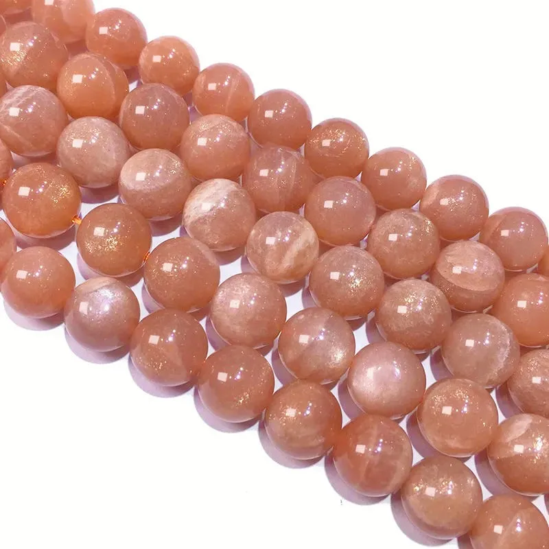 Top Grade Natural Sunstone Beads 6/8/10/12MM Round Golden Sun Stone Loose Charm Beads Orange Moonstone For DIY Jewelry Making