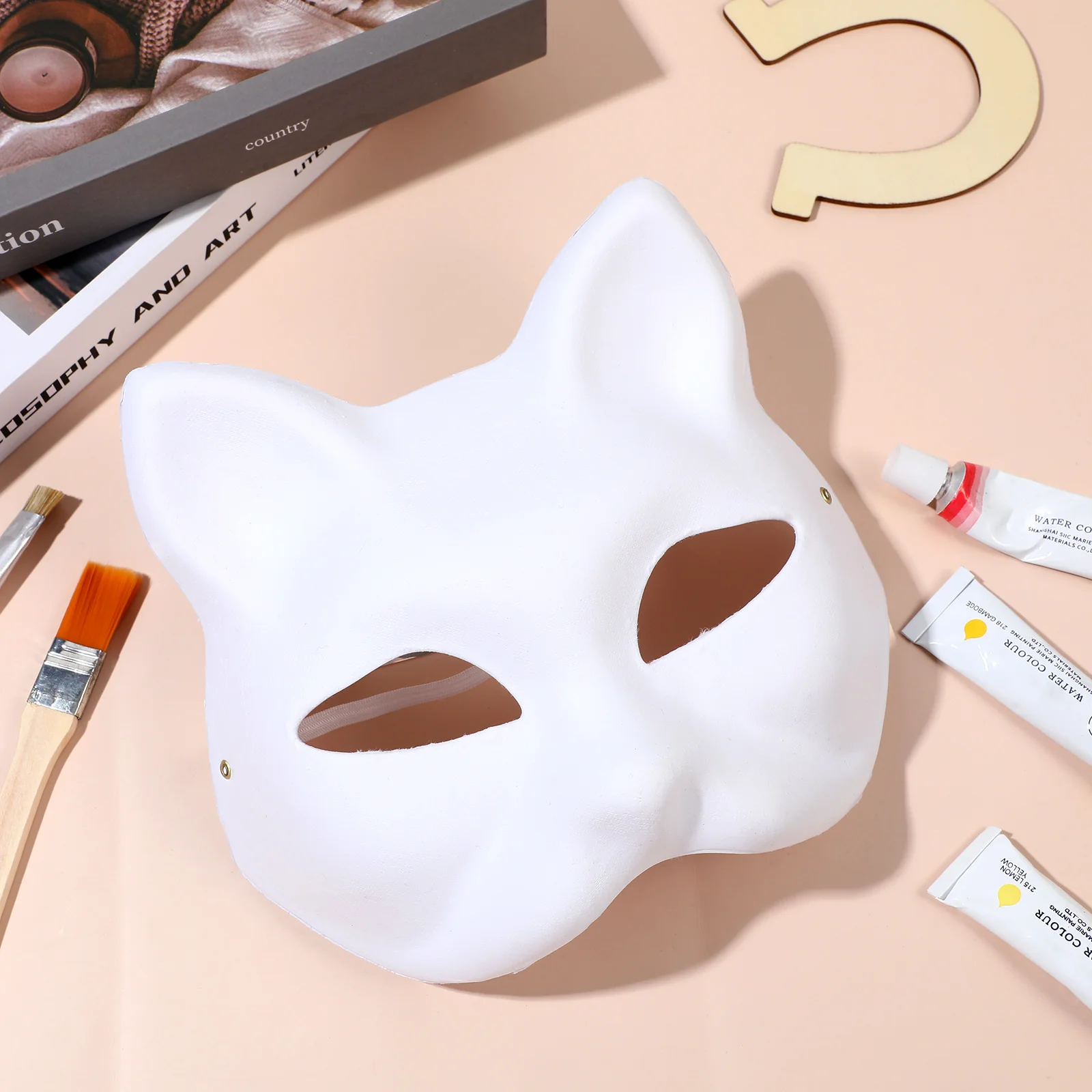 Cosplay Mask Half Face White Halloween Cat Masquerade Masks Paper Clothes for Kids