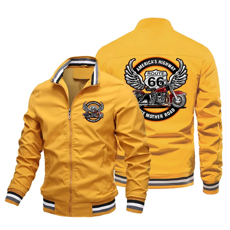 66 Park Road USA Men Spring and Autumn Motorcycle Jacket Outdoor Cycling Sportswear Casual Hip Hop Baseball