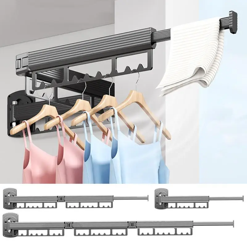 

Wall Mounted Clothes Hanger 540 Degrees Rotatable Folding Hangers Laundry Accessories Home Laundry Clothesline For Balcony