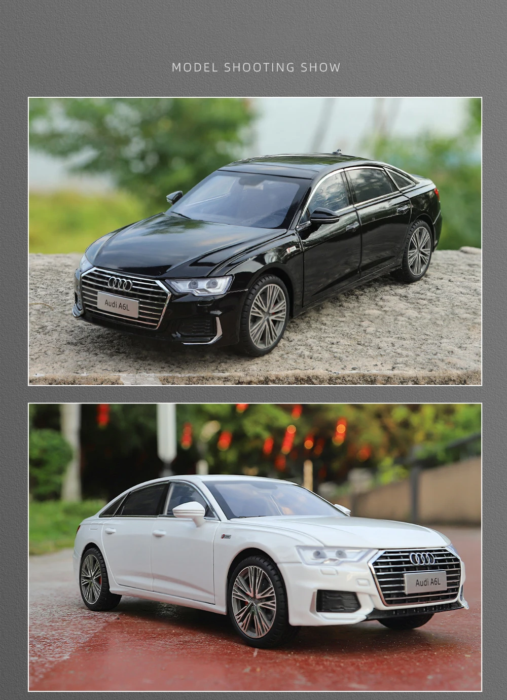 1:18 Audi A6 Limousine Alloy Die Cast Toy Car Model Sound And Light Pull Back Toy Collectibles