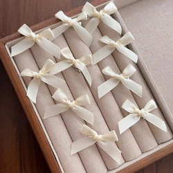 Set of 10 Ballet - Style Mini Bowknot Hair Clips - Sweet Ribbon Bow Hairpins in Pink, White, and Red (Beige)