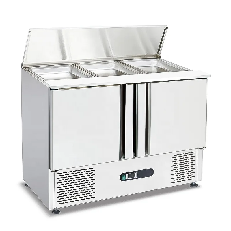 1.8m Commercial Restaurant Kitchen 2 Door Fridge Food Sandwich Pizza Prep Tables Refrigerator Stainless Steel