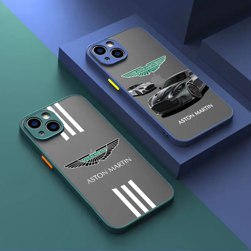 Custodia Per Iphone 8 6 6S 12 Mini 13 Mini 15 11 Se 13 14 Xr Xs Max 7 15 Pro 14 Pro Aston-Martin Cover Per Auto Antiurto Matte Capa