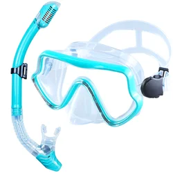 Professional Panoramic Scuba Diving and Snorkeling Mask Set (Green)