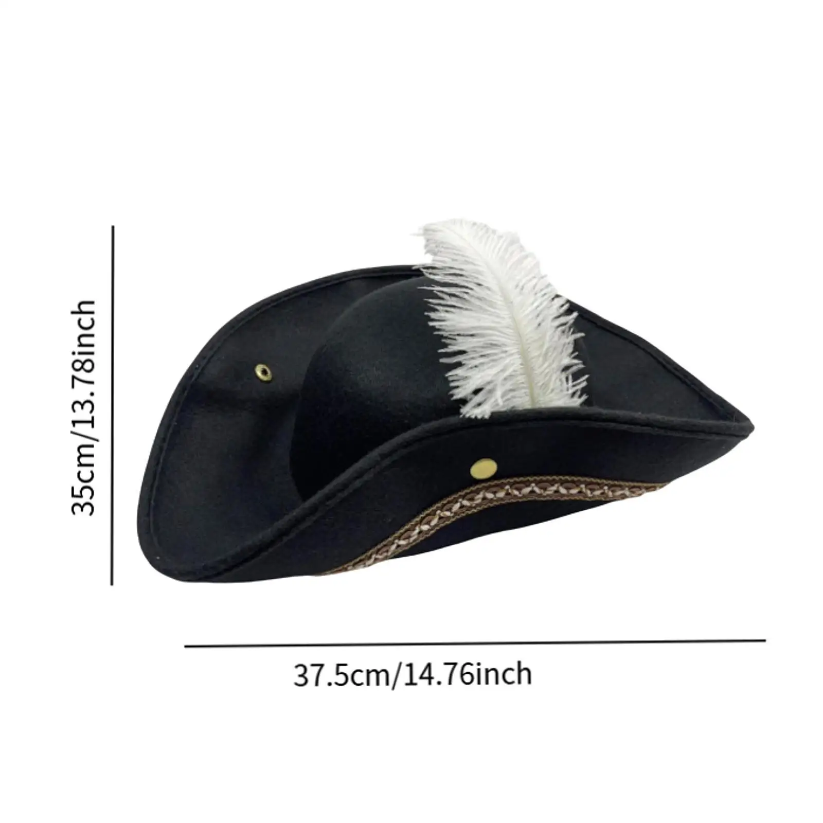 Pirate Hat Vintage Costume Accessories Dress up Buccaneer Tricorn