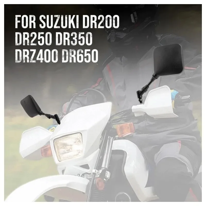 블랙 듀얼 스포츠 오토바이 후방 거울 사이드 미러 스즈키 DR 200 250 DR350 350 DRZ 400 650 DR650 2개 세트