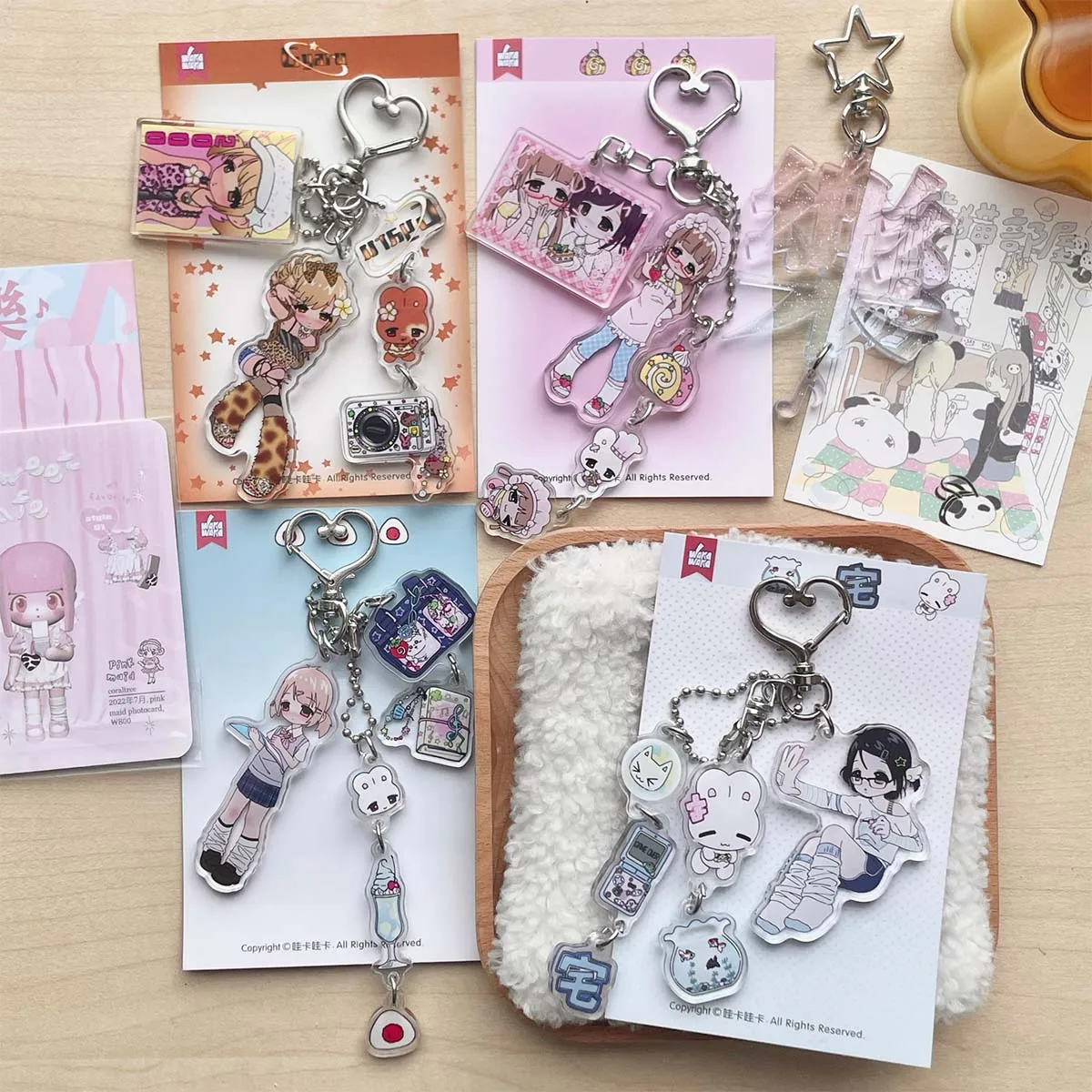 Phone Charm Acrylic Cute Girls Bag Decorative Key Ring Character Decal Book Lanyard Keyring Keychain