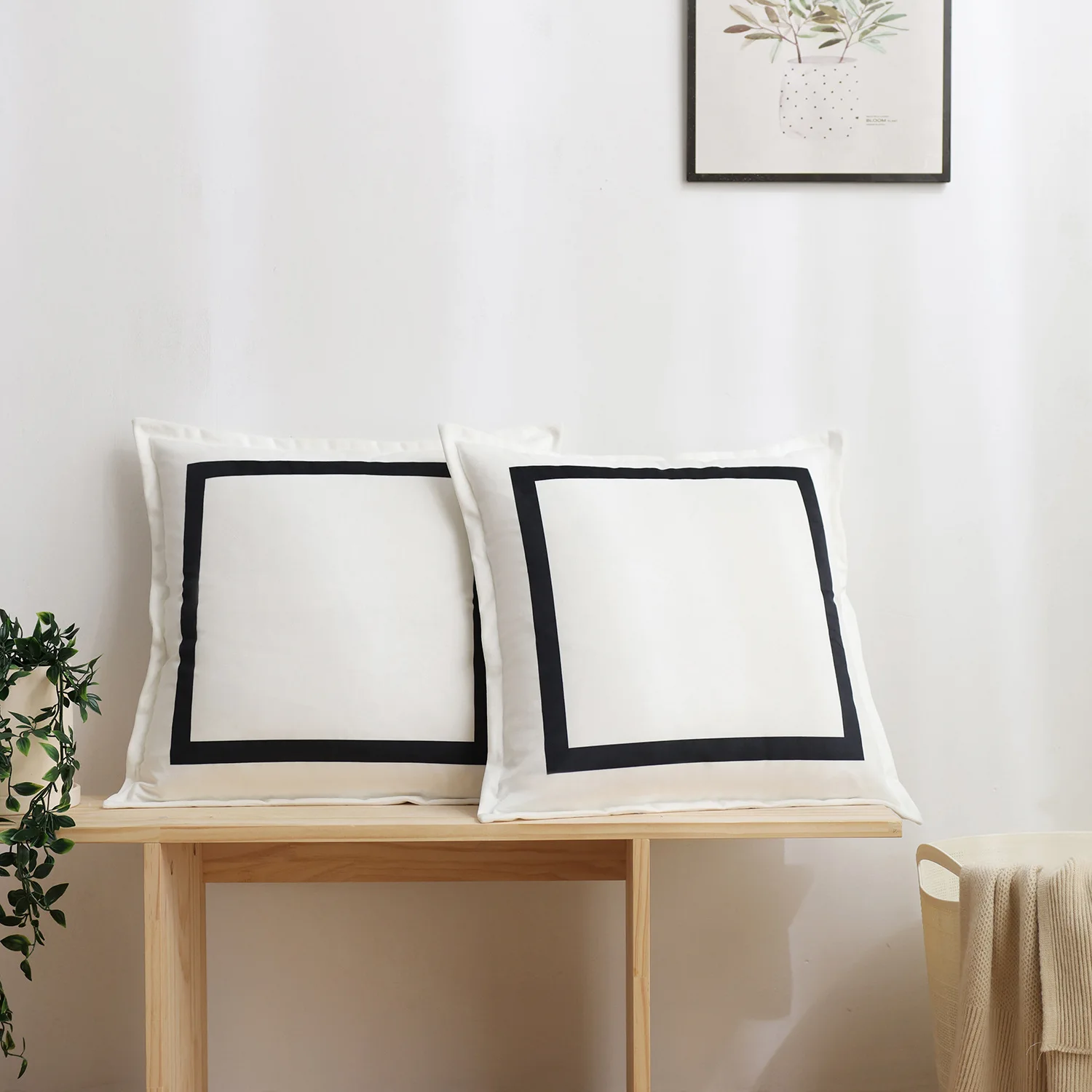 Black border cushion cover with light outer edge
