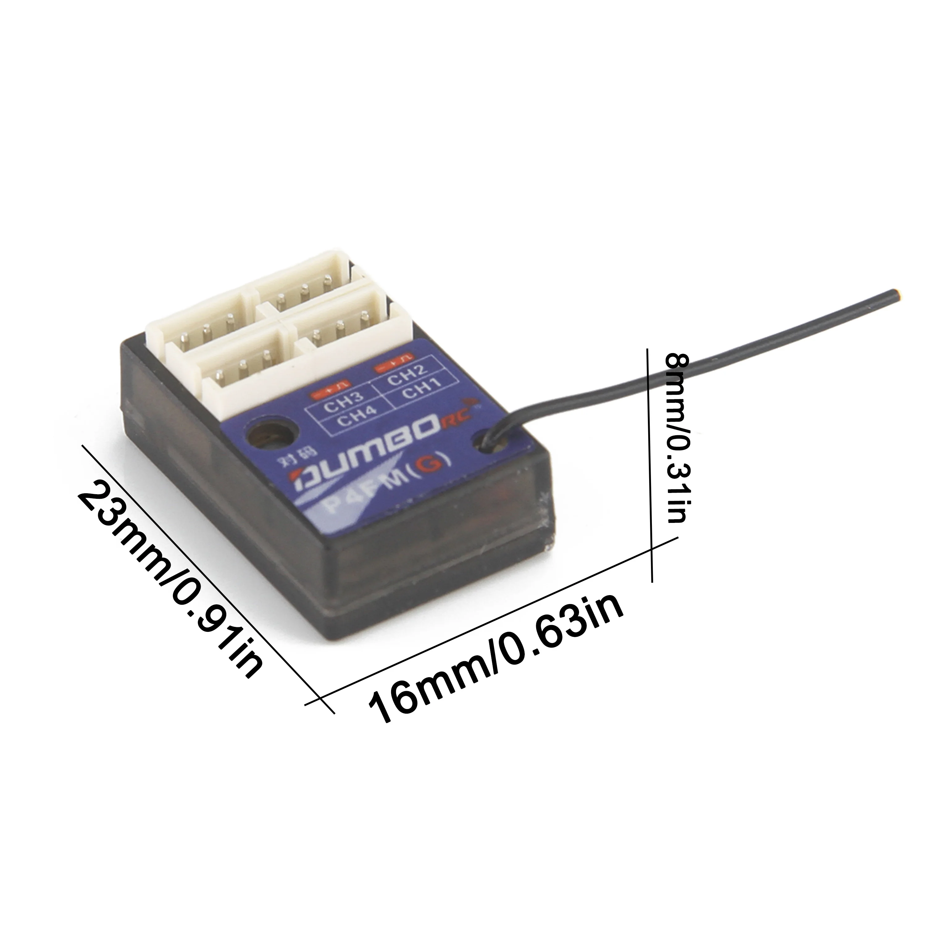 DUMBORC P4FM P4FMG 4 Kanäle 2,4 GHz Gyro Mini Empfänger 3-10 V Spannung für X4 DDF-350 Digital Radio Sender RC Auto LKW Boot – Detail 10