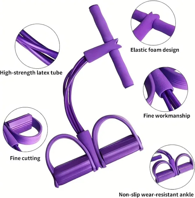 21 Fitness Resistance Bands 4 Tube Pedal Ankle Puller Exercise Stretching for Arm and Leg Workouts Ab Training Auxiliary Device 4