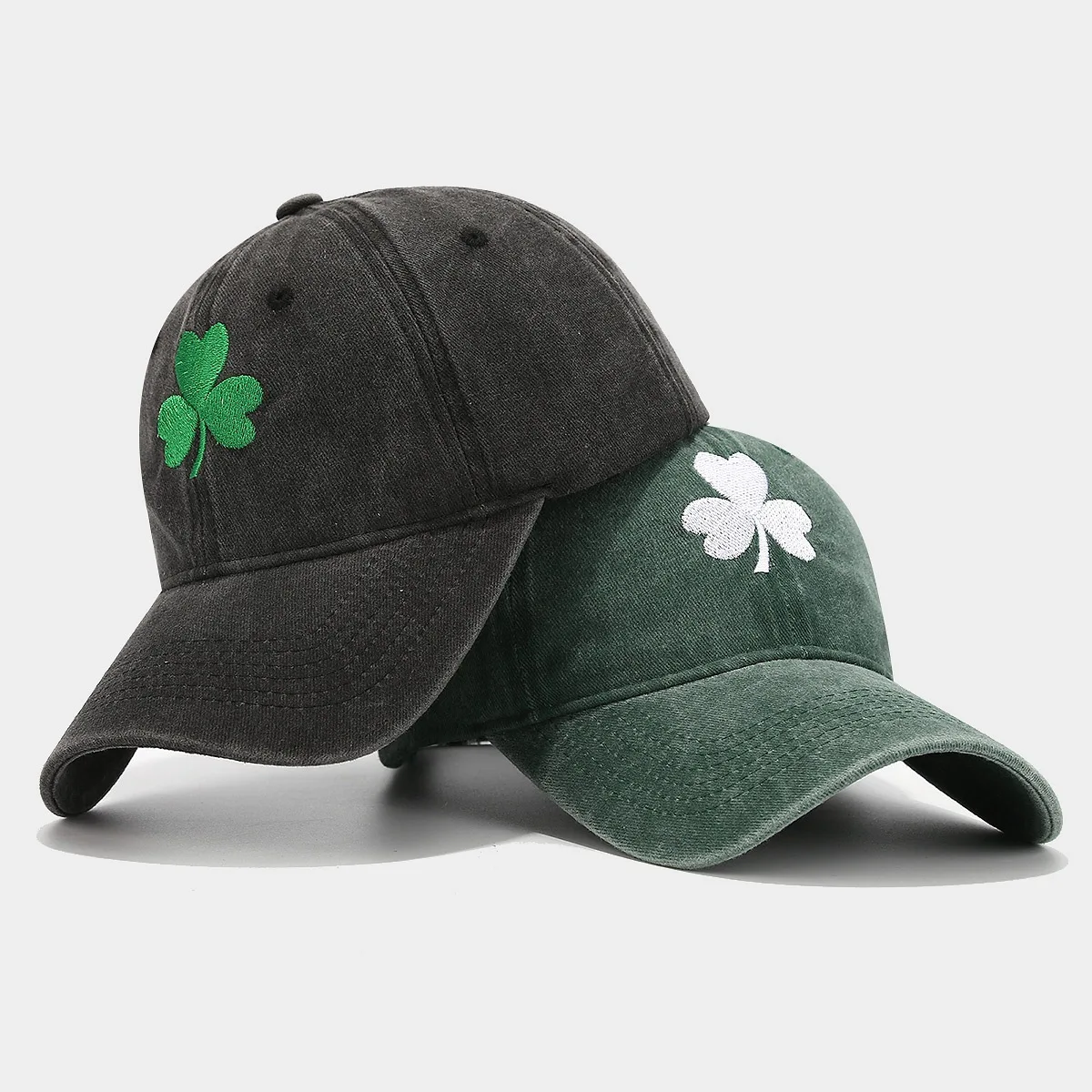 Retro Irish Green Clover Embroidered Duckbill Cap - Trendy Sunscreen Hat