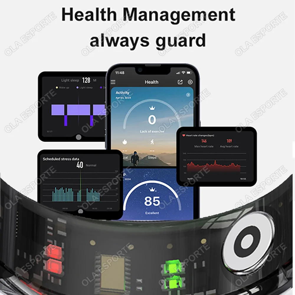 New NFC Ceramic Smart Ring Men Women Message reminder Gesture control Health Sleep Monitor 5ATM Waterproof sports Mode Smartring