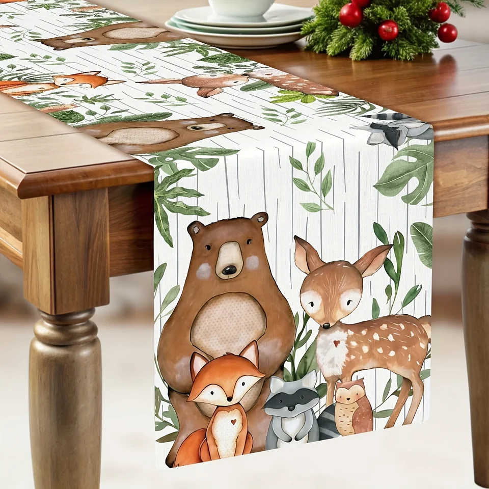 Aazon.co: Woodland Table Runner, Rustic Autun Farhouse Forest - View #2