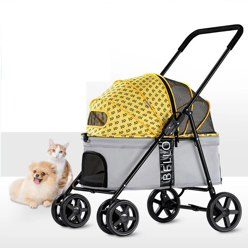 Carrito plegable para mascotas, carrito ligero y portátil para