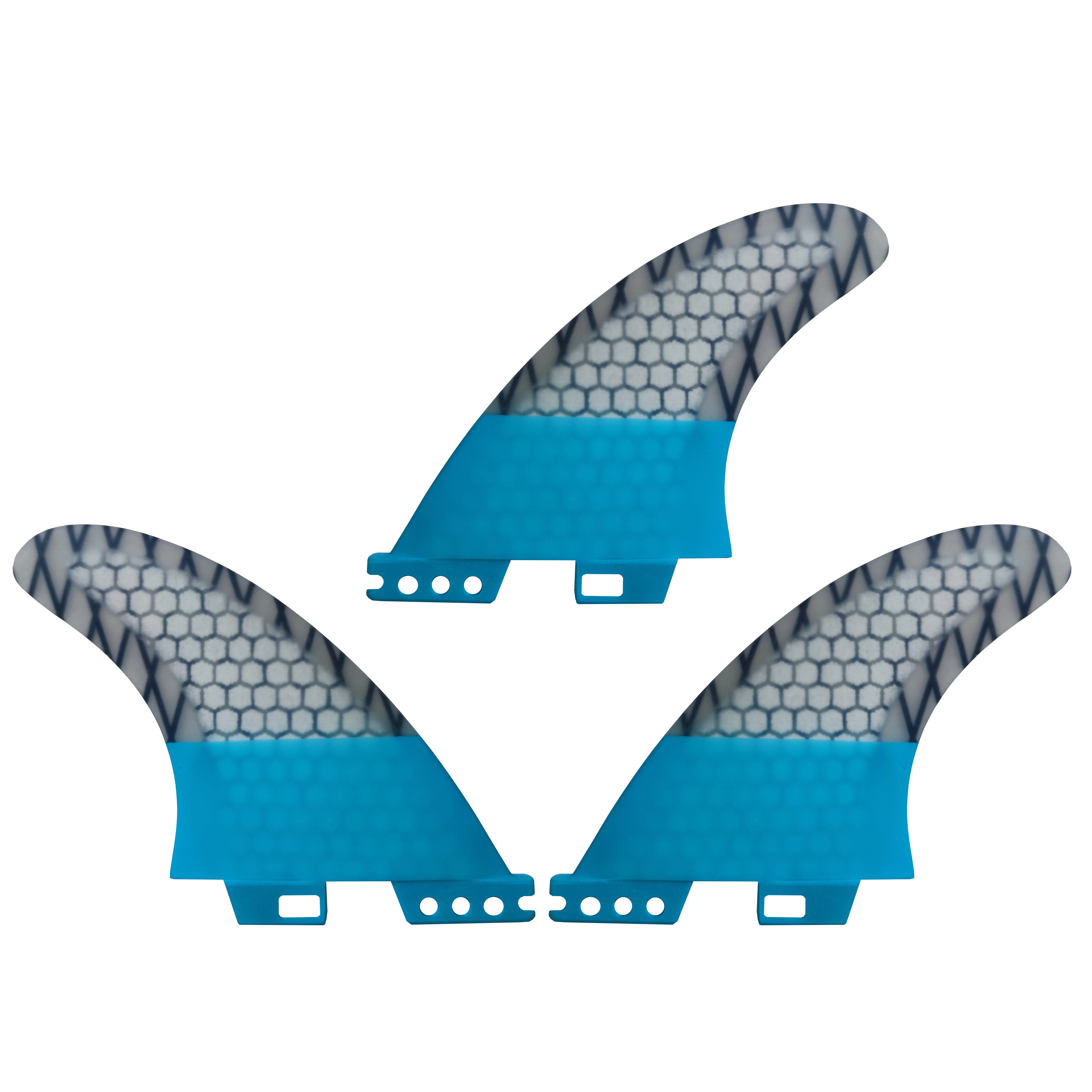 MF Surfboard Fins Blue/Black 3pcs Medium Thruster F II Surfing Fins