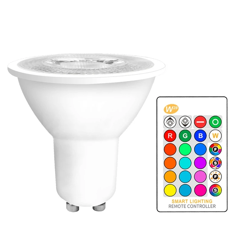 

GU10 LED Light Bulb RGB Color Changing Lamp Indoor Neon Sign With Controller Lights Lighting Dimmable Spot Light