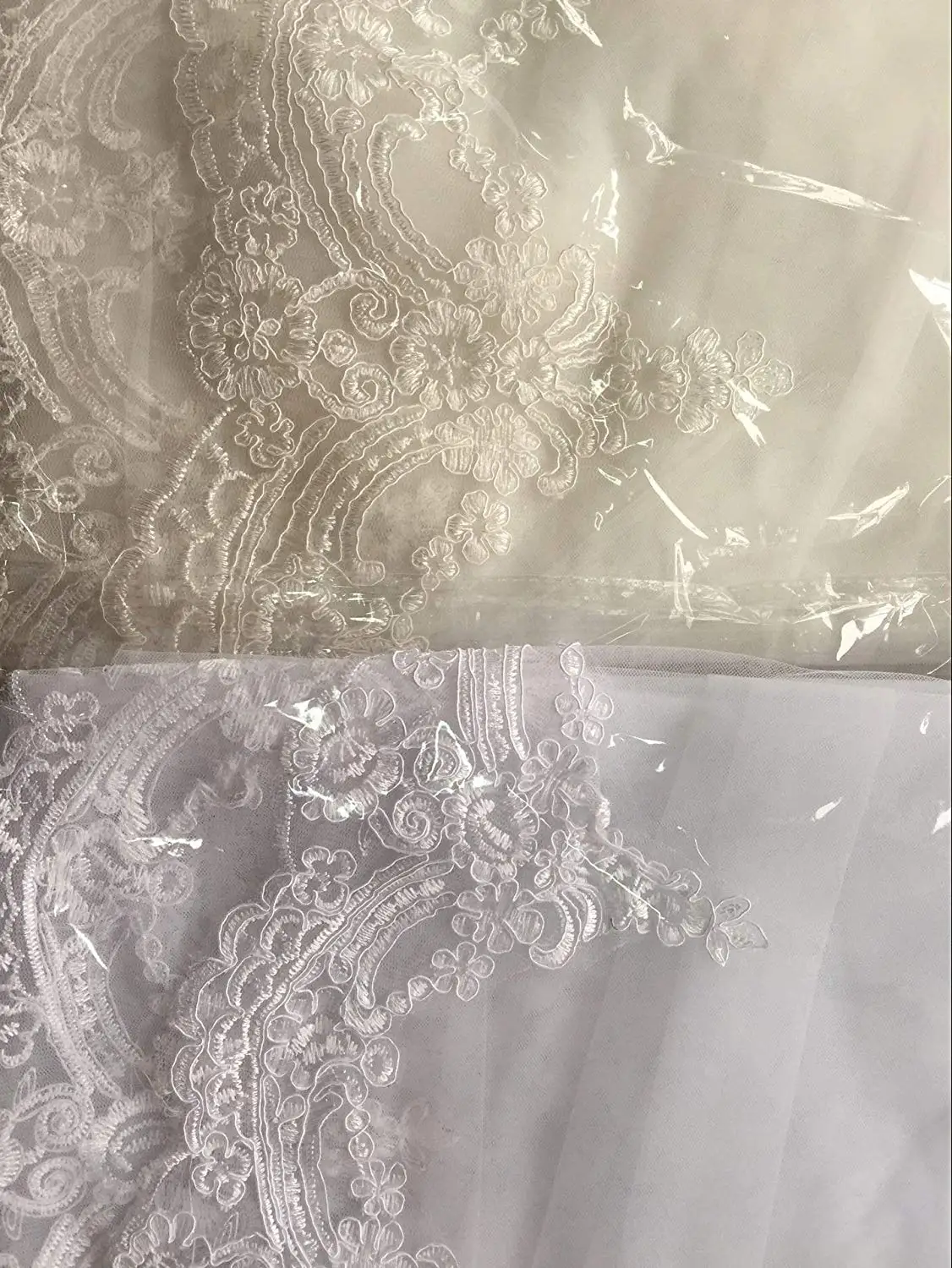 BABYONLINE Flower Lace Edged Appliques Veil Comb 1 Tier Veil 3mx1.5m Long Cathedral Length Weding Bride Accessories bridal veil