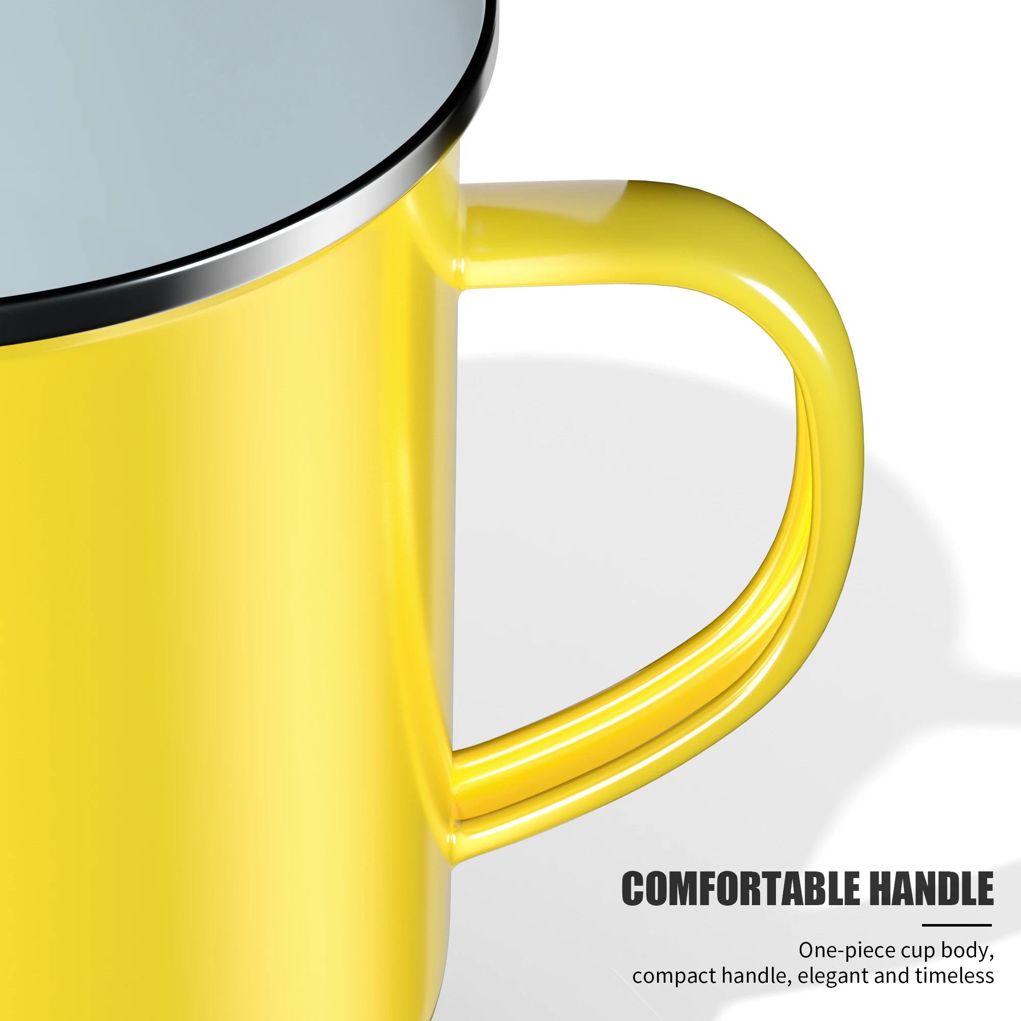 Coffee Cup Ceramic Mug Pure Color Enamel Mug Vintage Coffee Cup Travel Tea Cup Water Milk Cups Portable Camping Mugs with Handle