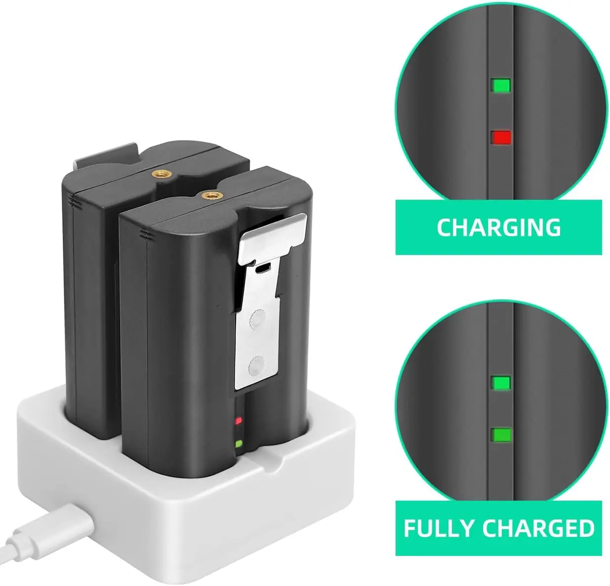 LED charging indicators on dock