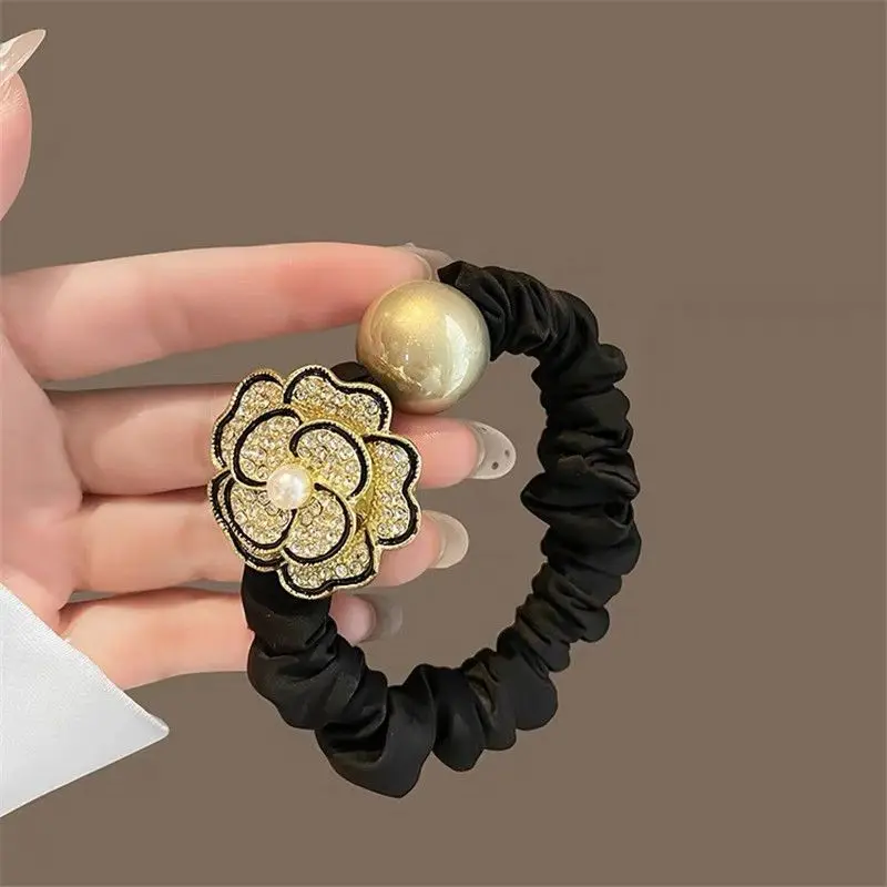 Mode Perle Kamelie Pferdeschwanz Gummiband Haarband Elegante Damen Haar Seil Party Zubehör Mädchen Kopfschmuck Haar Zubehör – Detail 5